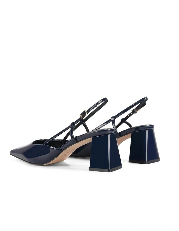 Yasmine Slingback Heels in Navy Blue Patent Leather image 4