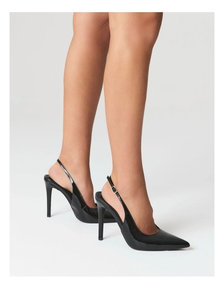 Cilla Stiletto Slingback Heels in Black Patent Leather image 2