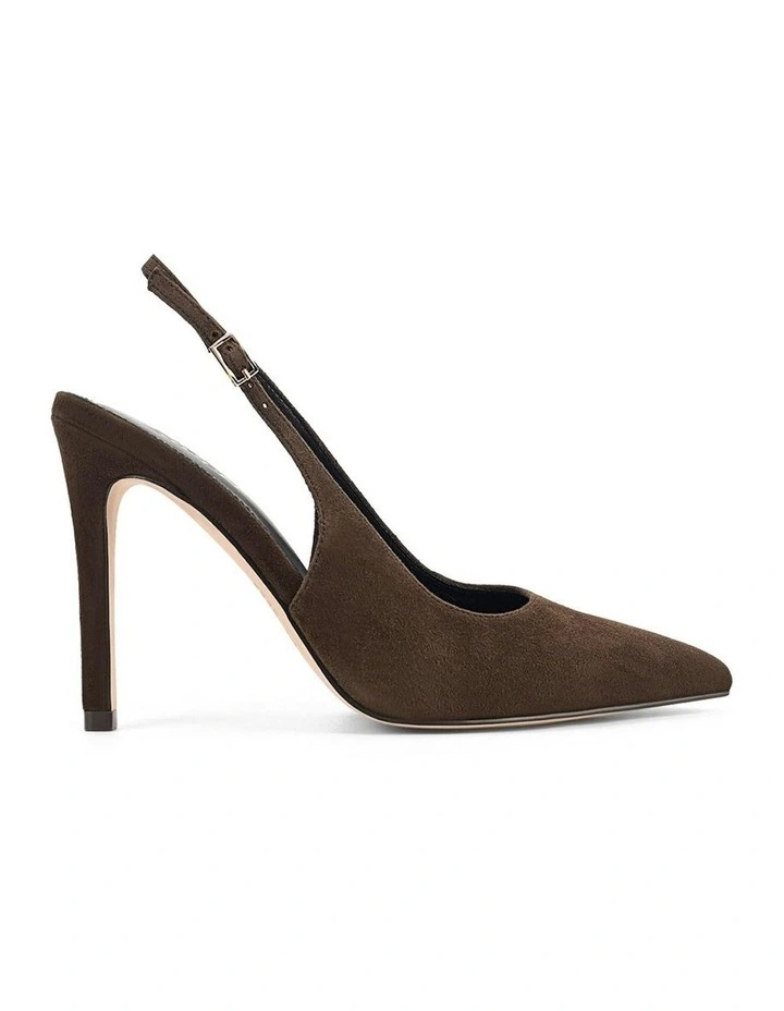 Cilla Stiletto Slingback Heels in Chocolate Brown Suede image 1