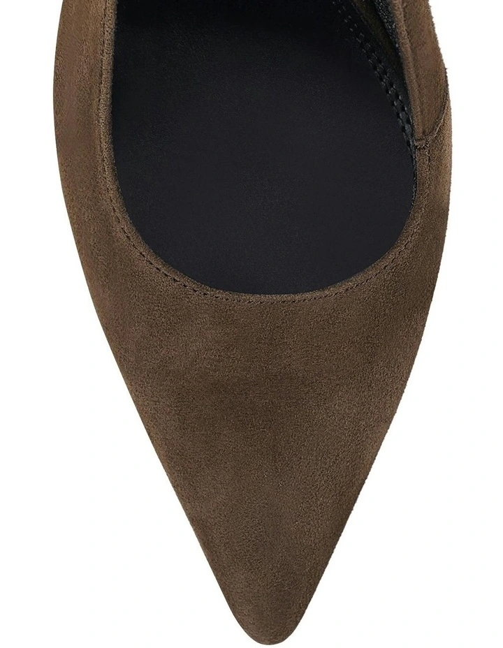 Cilla Stiletto Slingback Heels in Chocolate Brown Suede image 4