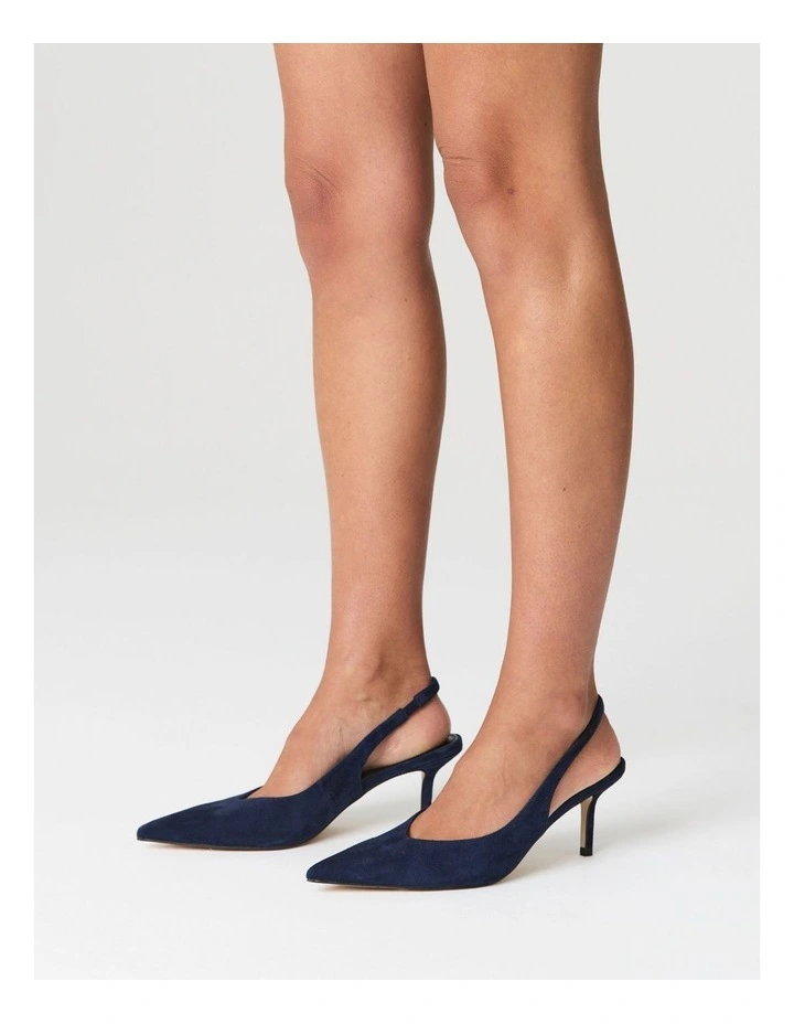 Yory Slingback Kitten Heels in Navy image 2