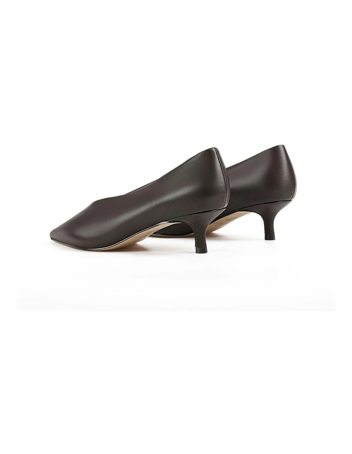 Flynn Point Toe Leather Pumps in Chocolate image 3