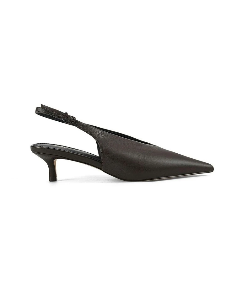 Fly Point Toe Leather Slingbacks in Chocolate image 1