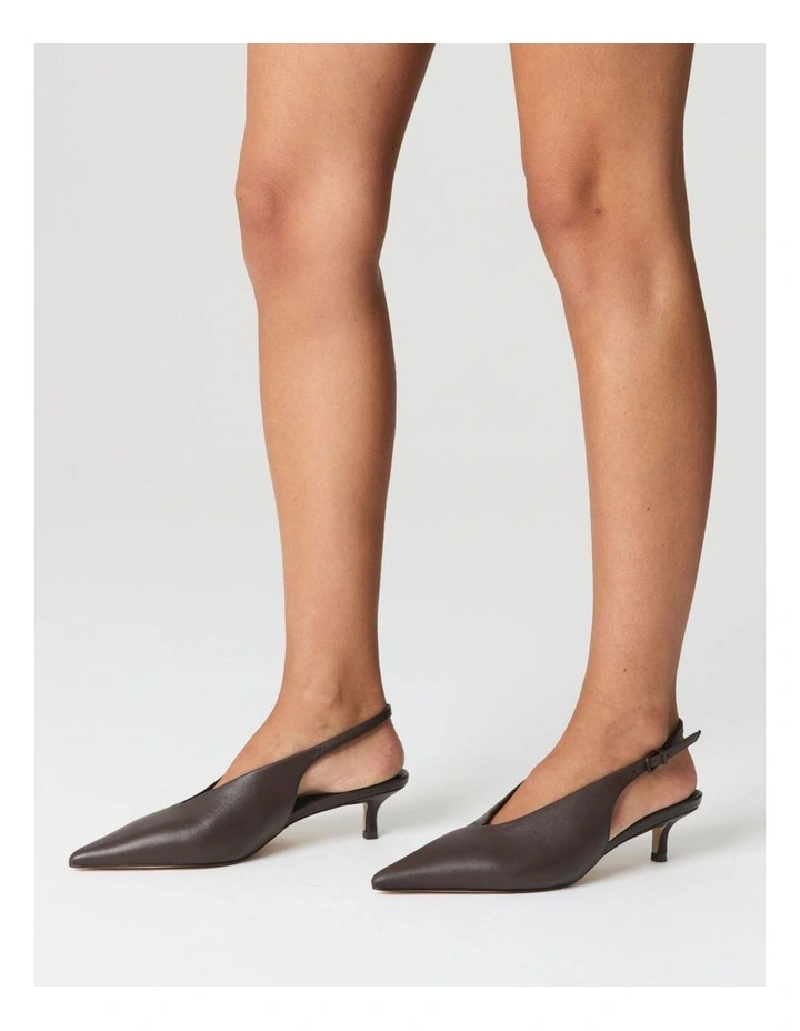 Fly Point Toe Leather Slingbacks in Chocolate image 2