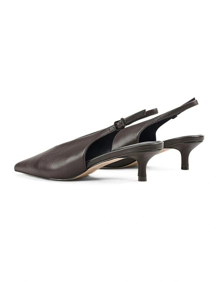 Fly Point Toe Leather Slingbacks in Chocolate image 2