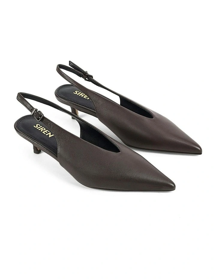 Fly Point Toe Leather Slingbacks in Chocolate image 3