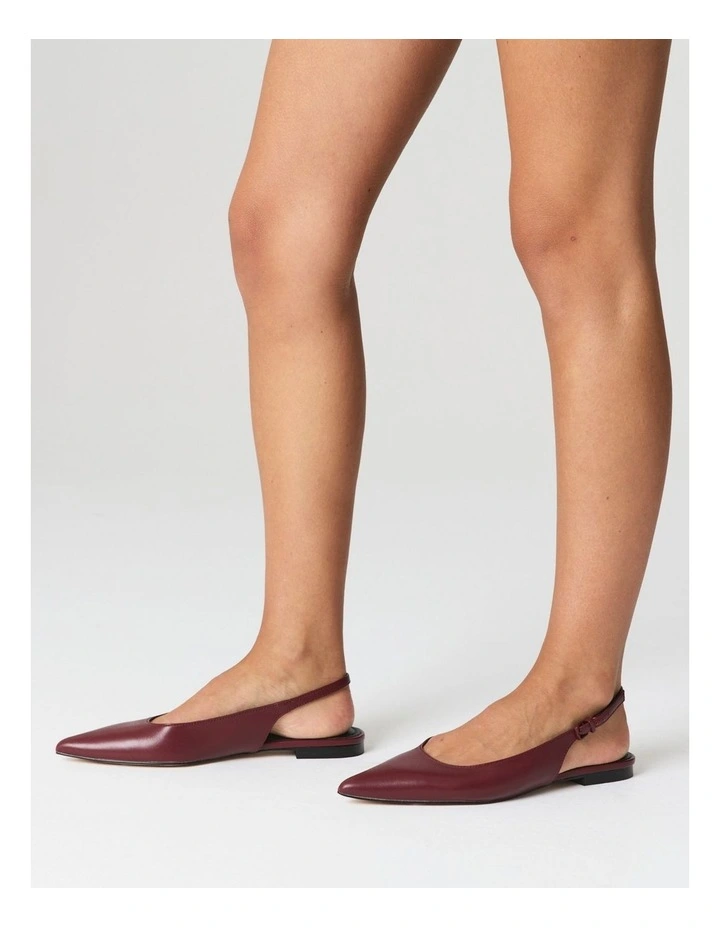 Lola Leather Sling Back Flats in Wine image 2