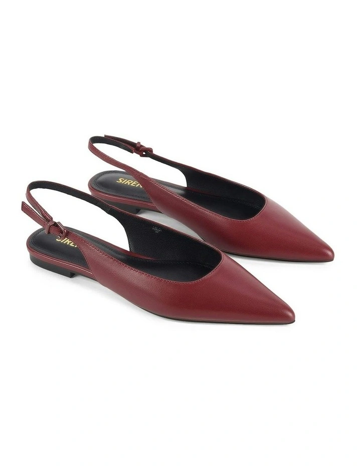Lola Leather Sling Back Flats in Wine image 3