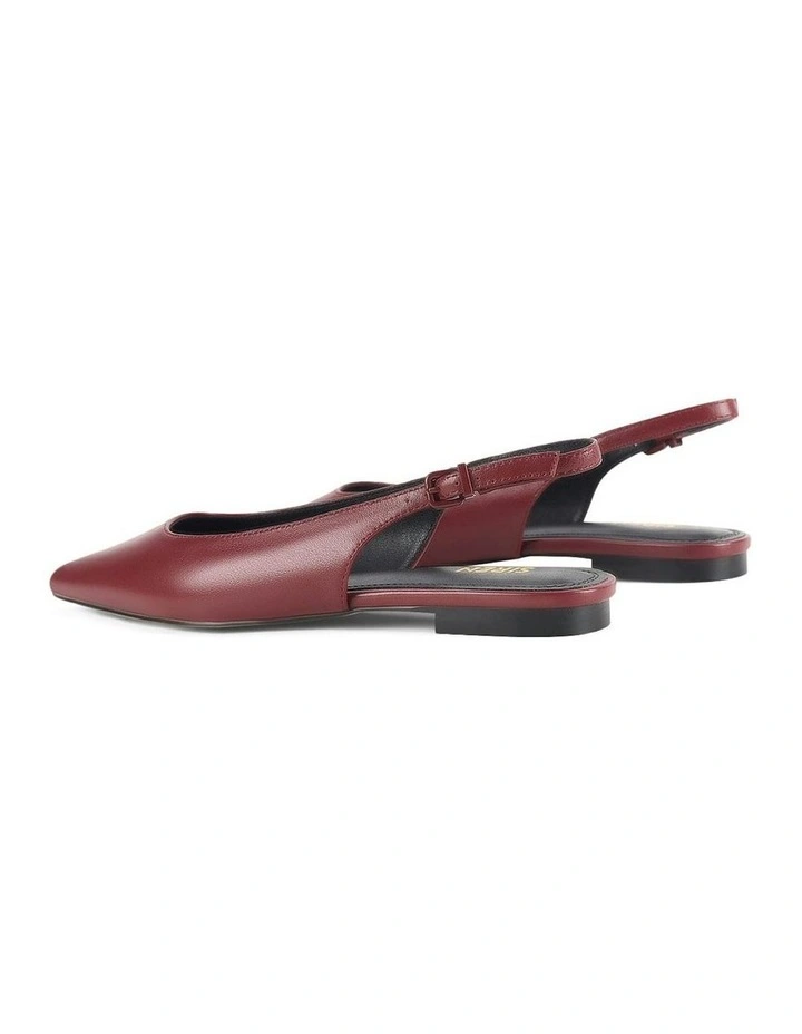 Lola Leather Sling Back Flats in Wine image 3