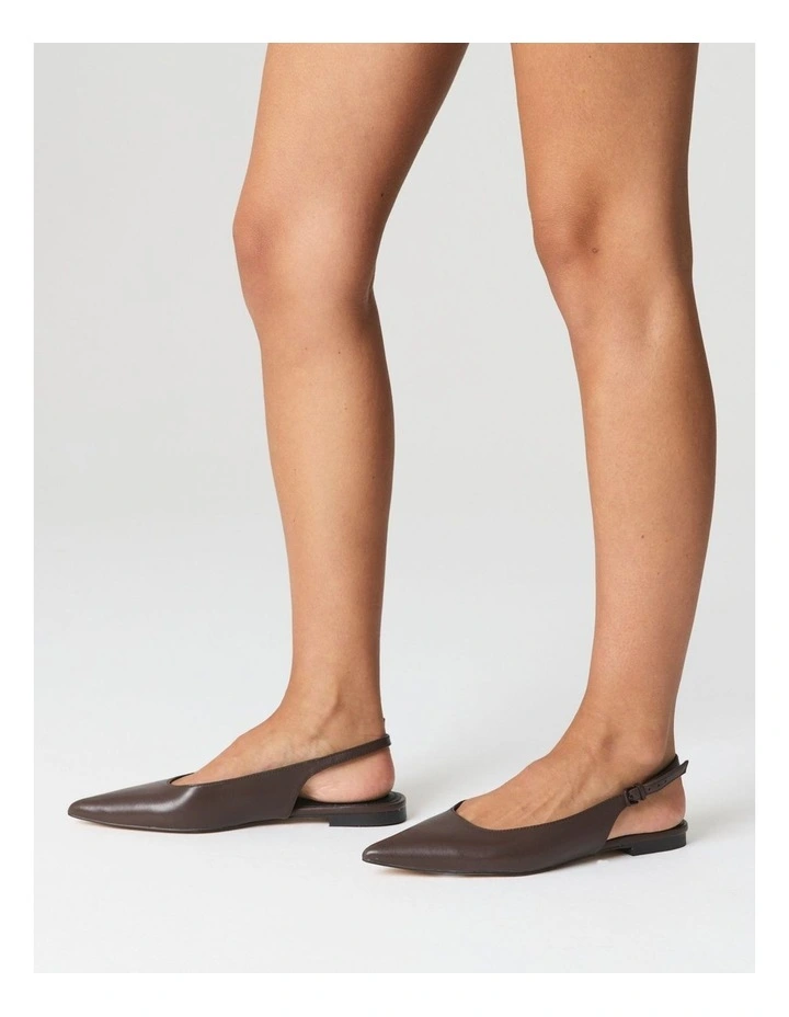 Lola Leather Sling Back Flats in Chocolate image 2