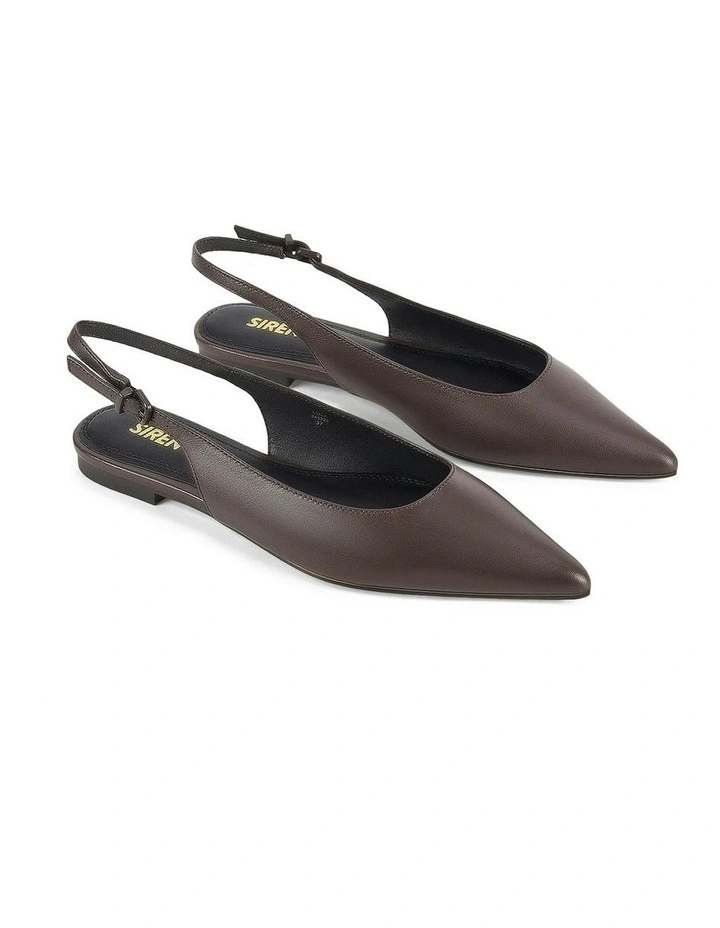 Lola Leather Sling Back Flats in Chocolate image 3