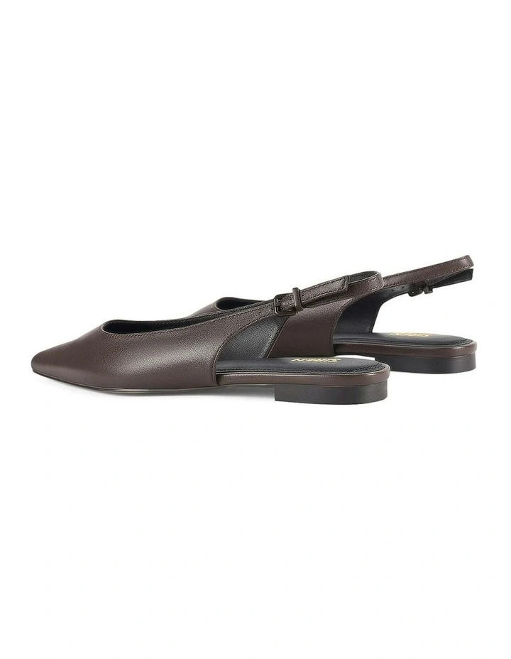 Lola Leather Sling Back Flats in Chocolate image 4