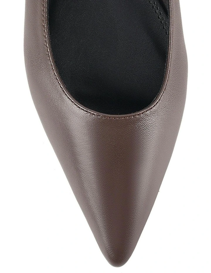 Lola Leather Sling Back Flats in Chocolate image 4