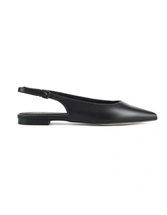 Leather Lola Sling Back Flats in Black