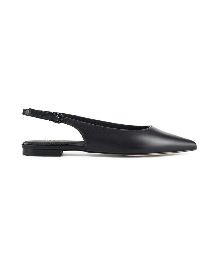 Leather Lola Sling Back Flats in Black image 1
