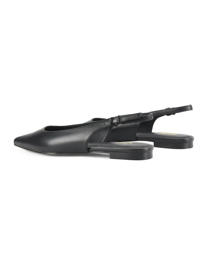 Leather Lola Sling Back Flats in Black image 3