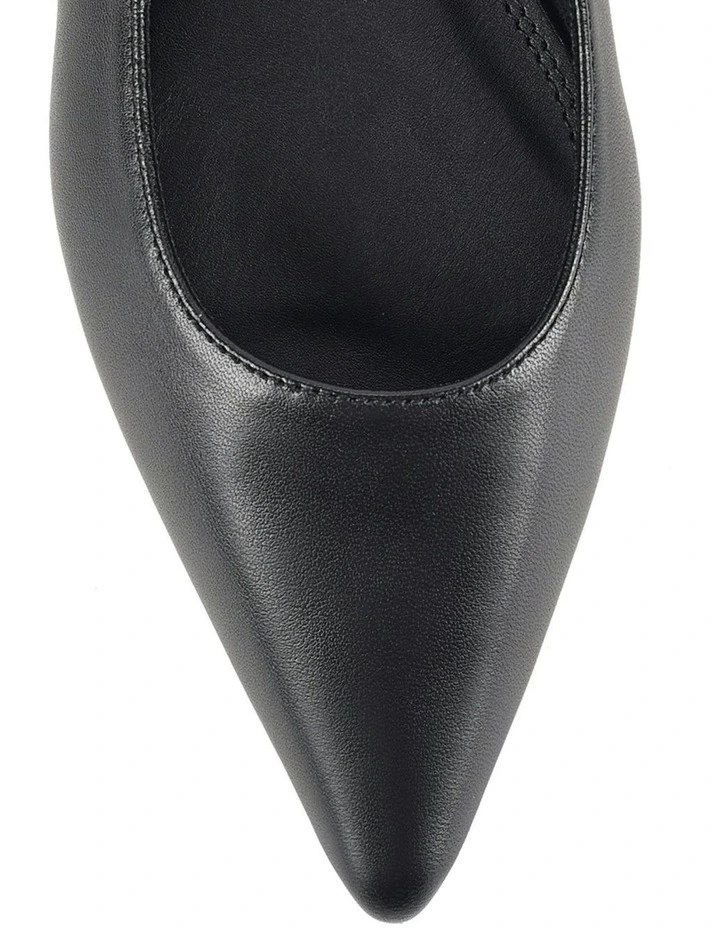 Leather Lola Sling Back Flats in Black image 4
