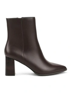 Holly Leather Ankle Boots in Chocolate Brown