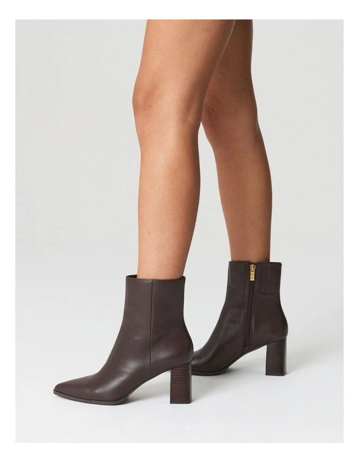 Holly Leather Ankle Boots in Chocolate Brown image 2