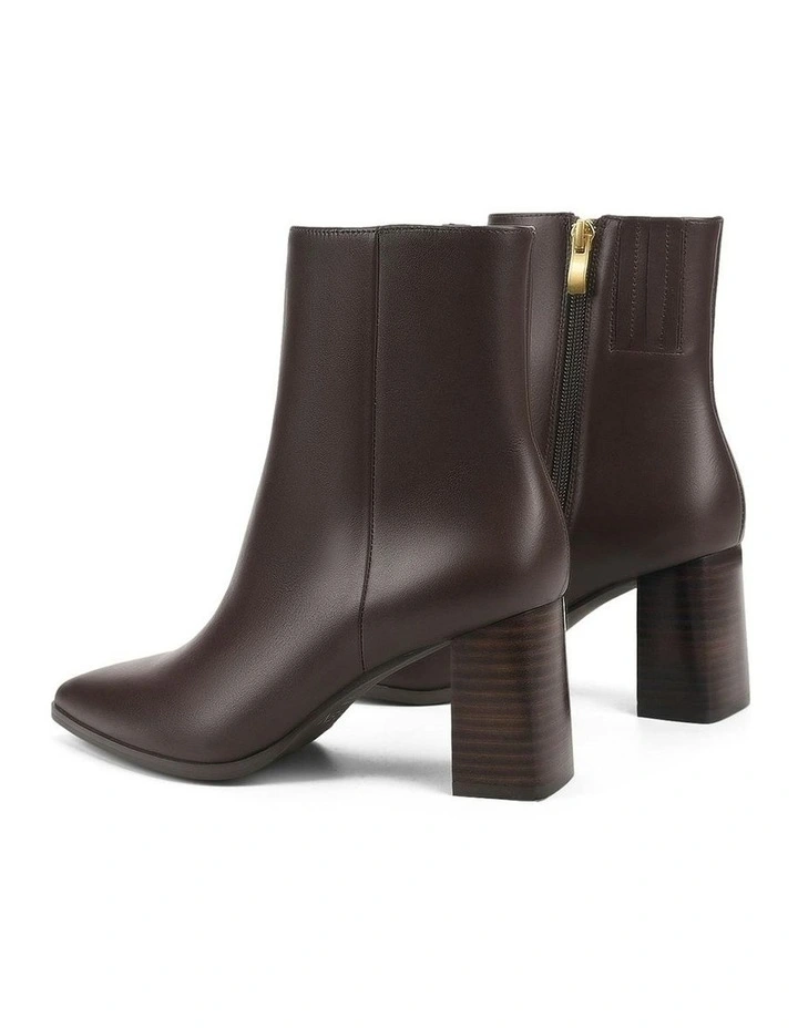 Holly Leather Ankle Boots in Chocolate Brown image 3