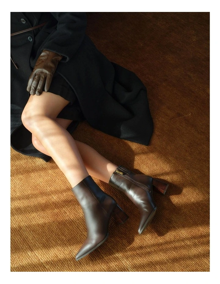 Holly Leather Ankle Boots in Chocolate Brown image 6
