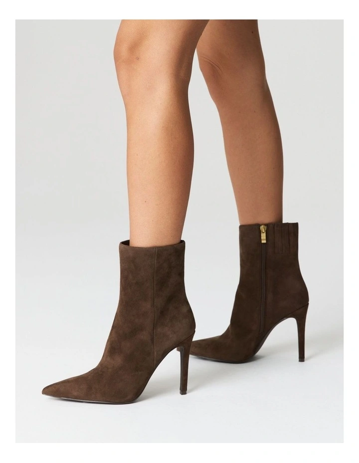 Celine Suede Ankle Boots in Chocolate Brown image 2