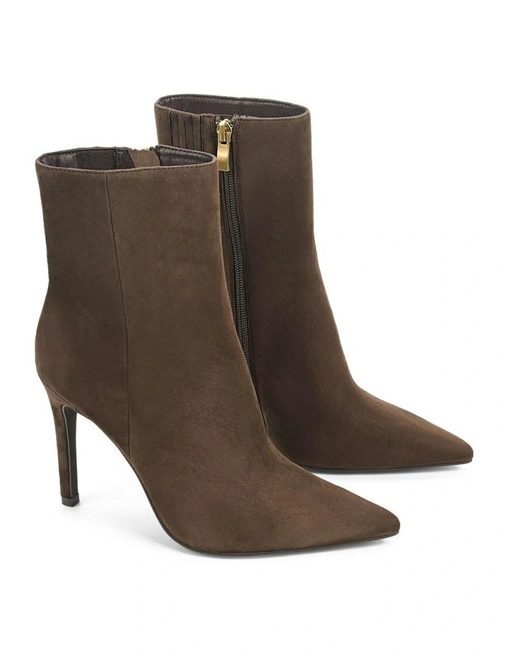 Celine Suede Ankle Boots in Chocolate Brown image 3