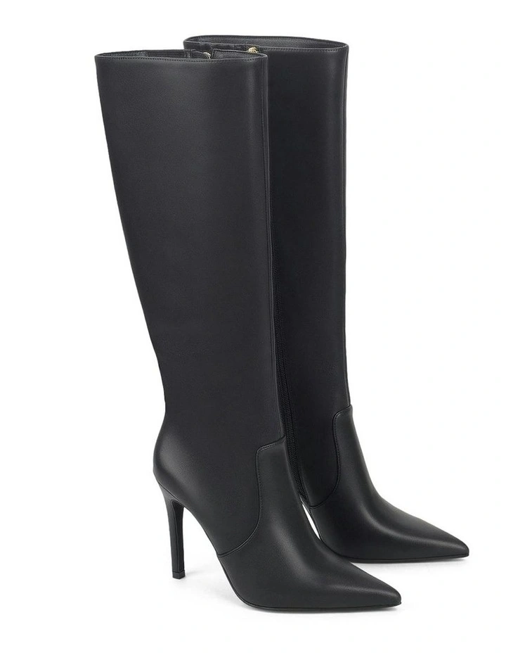 Celeste Leather Long Boots in Black image 3