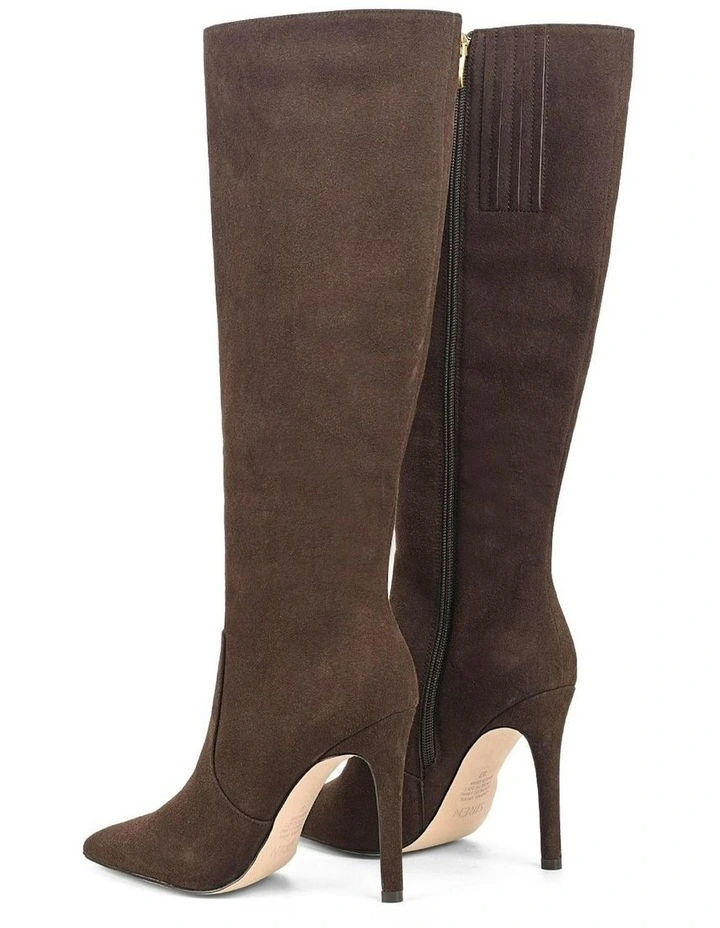 Celeste Suede Long Boots in Chocolate Brown image 2