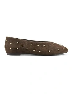 Tamsin Suede Ballet Flats in Chocolate Brown