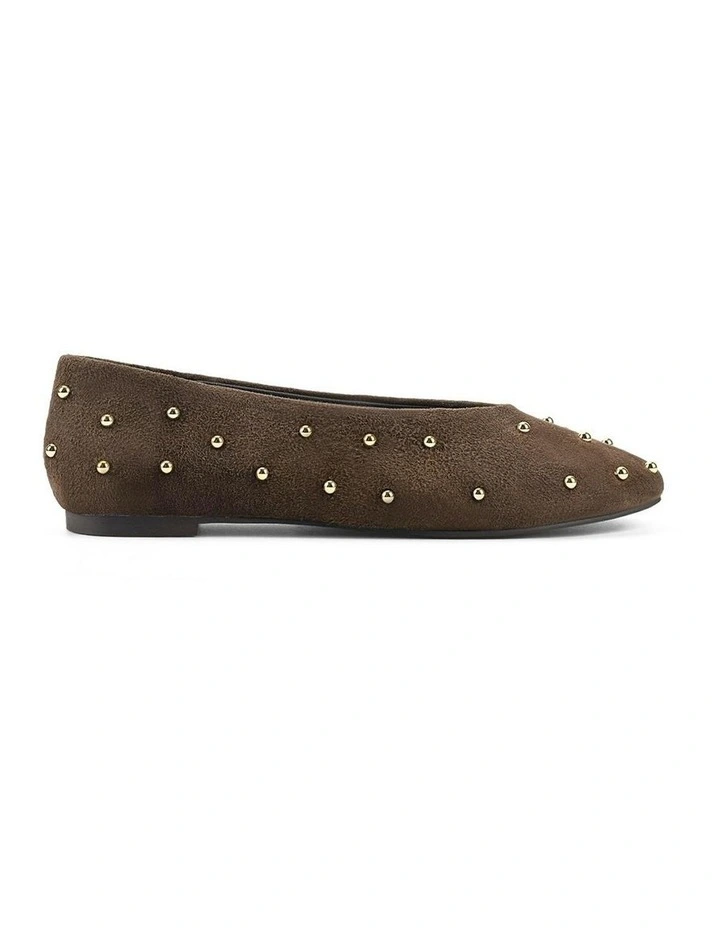 Tamsin Suede Ballet Flats in Chocolate Brown image 1
