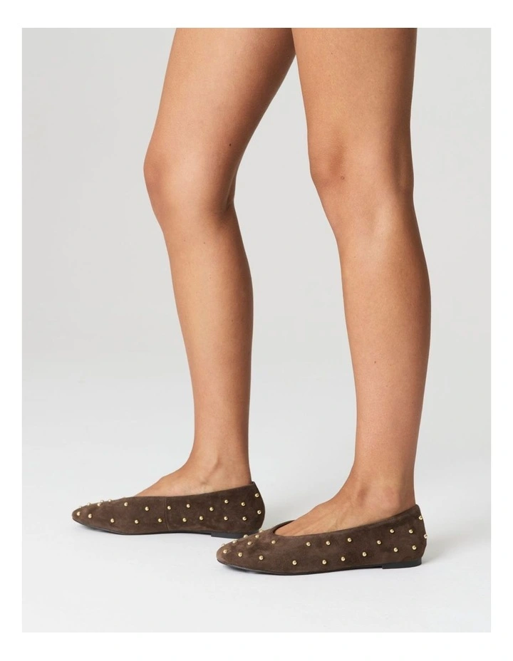 Tamsin Suede Ballet Flats in Chocolate Brown image 2