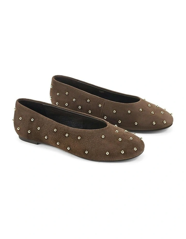Tamsin Suede Ballet Flats in Chocolate Brown image 3