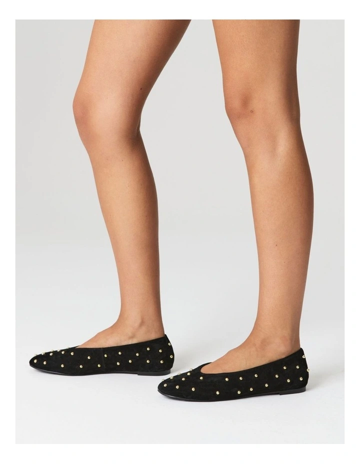 Tamsin Suede Ballet Flats in Black image 2
