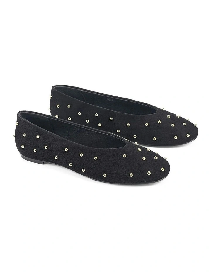 Tamsin Suede Ballet Flats in Black image 2