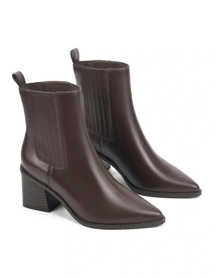 Leather Dorothy Ankle Boots in Chocolate Brown image 2