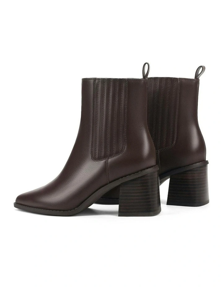 Leather Dorothy Ankle Boots in Chocolate Brown image 3