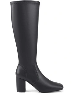 Emma Long Boots in Black Stretch