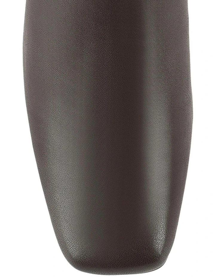 Emma Long Boots in Chocolate Brown Stretch image 5