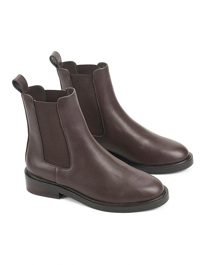 Candice Leather Ankle Boots in Chocolate Brown image 2