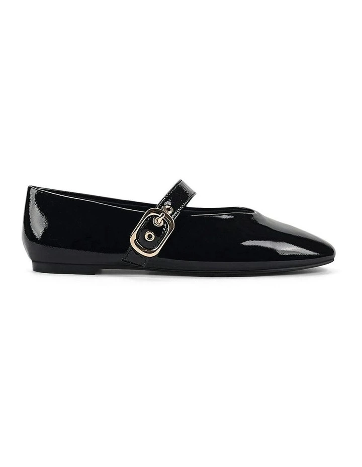 Patent Leather Tahlia Mary Jane Ballet Flats in Black Crinkle image 1