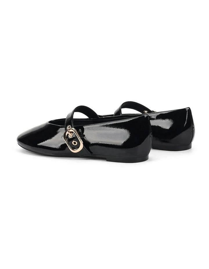 Patent Leather Tahlia Mary Jane Ballet Flats in Black Crinkle image 4
