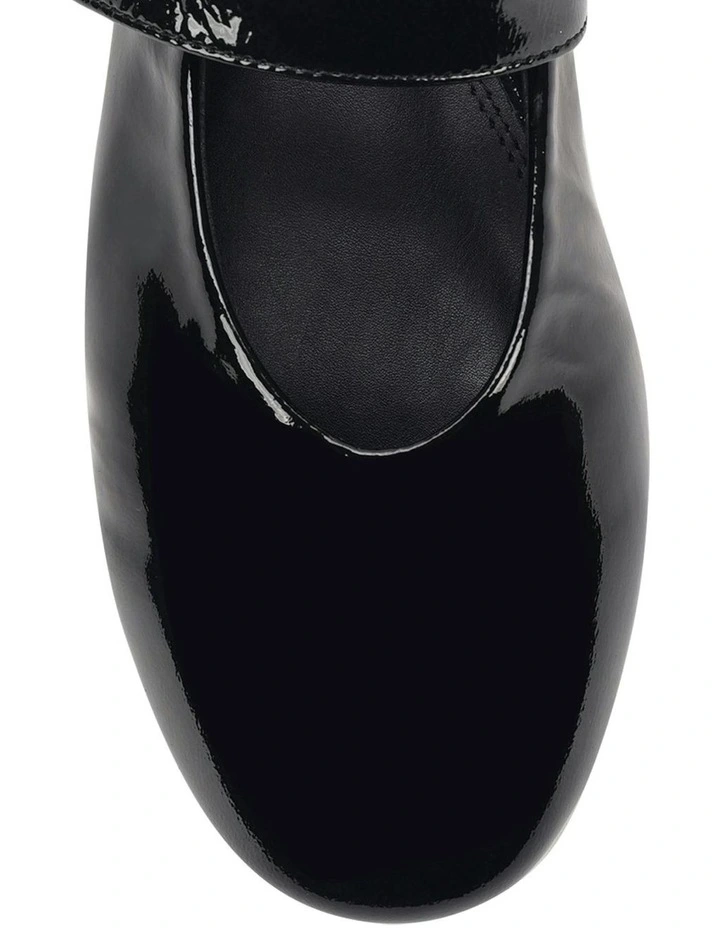 Patent Leather Tahlia Mary Jane Ballet Flats in Black Crinkle image 4