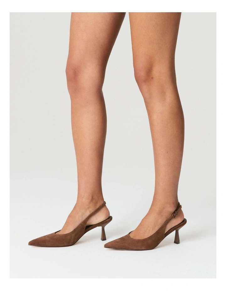 Suede Daphne Slingback Heels in Toffee Brown image 2