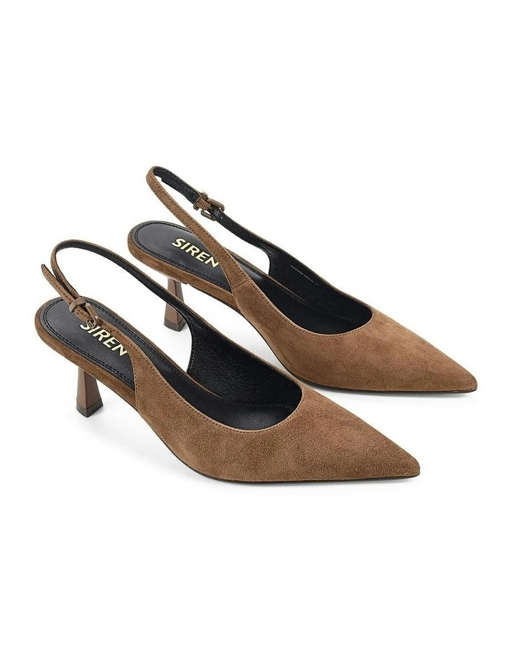 Suede Daphne Slingback Heels in Toffee Brown image 2