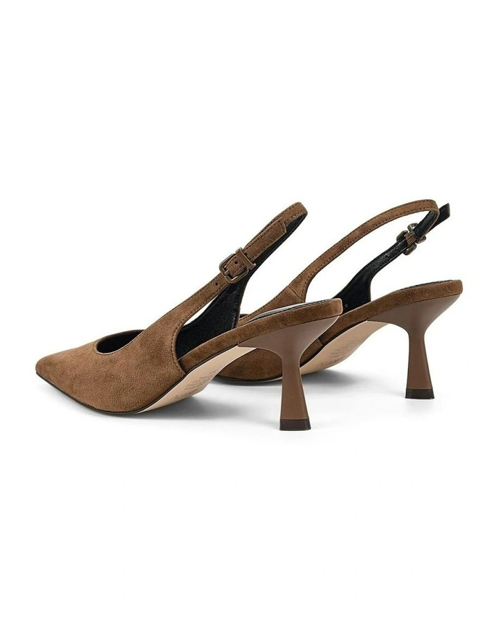 Suede Daphne Slingback Heels in Toffee Brown image 4