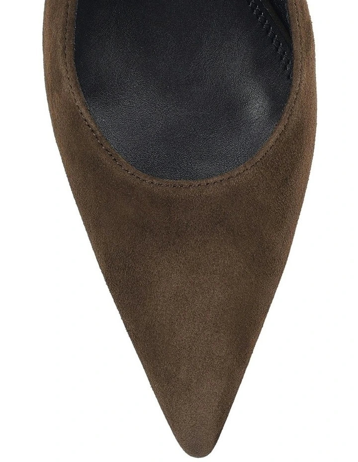 Suede Daphne Slingback Heels in Chocolate Brown image 4