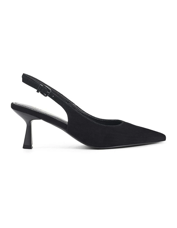Suede Daphne Slingback Heels in Black image 1