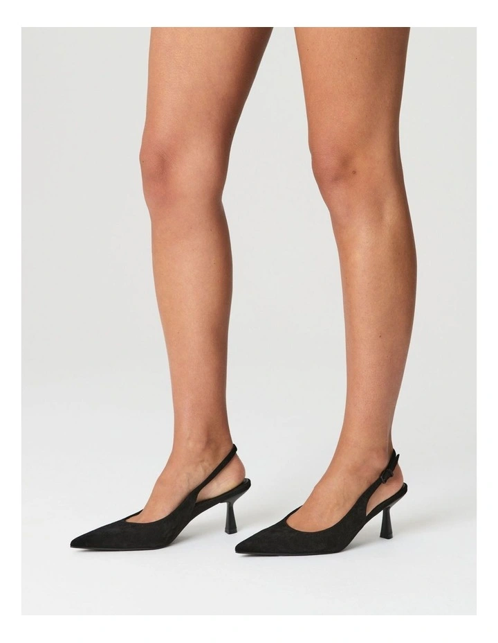 Suede Daphne Slingback Heels in Black image 2
