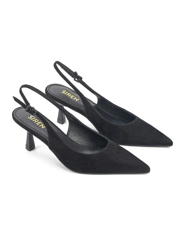 Suede Daphne Slingback Heels in Black image 2